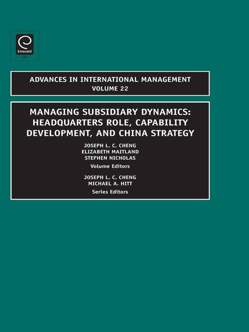 Title details for Advances in International Management, Volume 22 by Joseph L.C. Cheng - Wait list